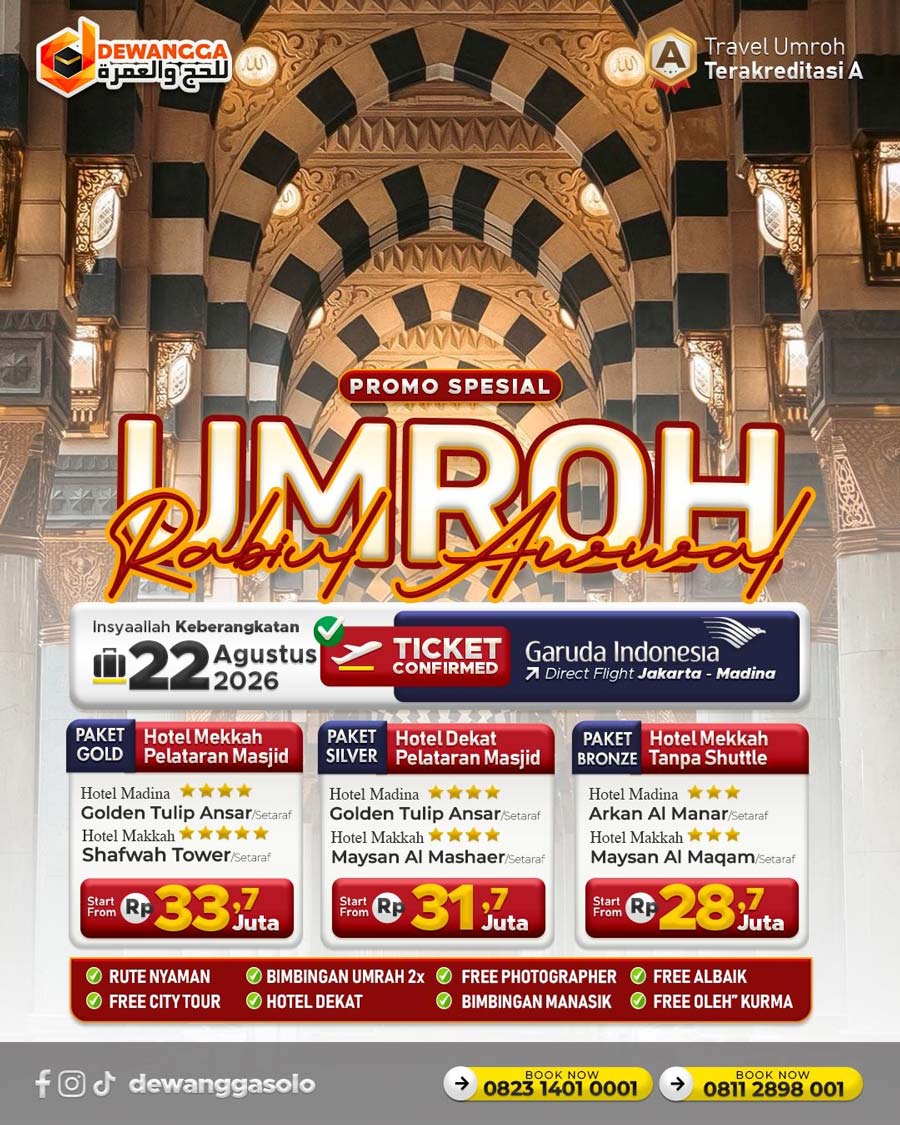Dewangga Promo Spesial Umroh Solo Rabiul Awal Agustus 2026
