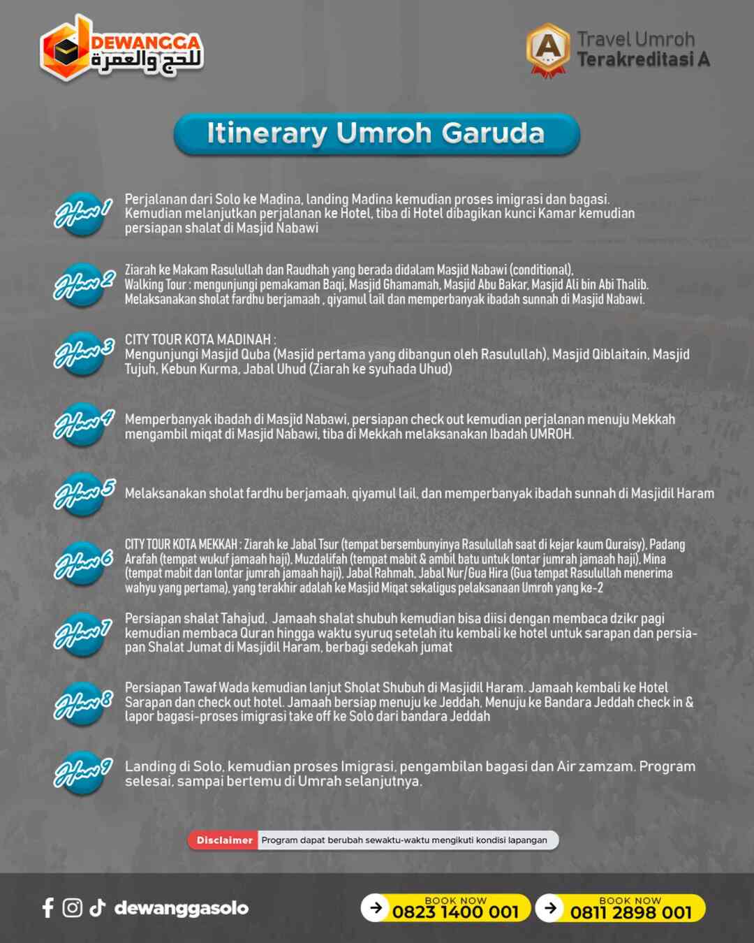 Itinerary Spesial Umroh Solo Platinum Juli 2026