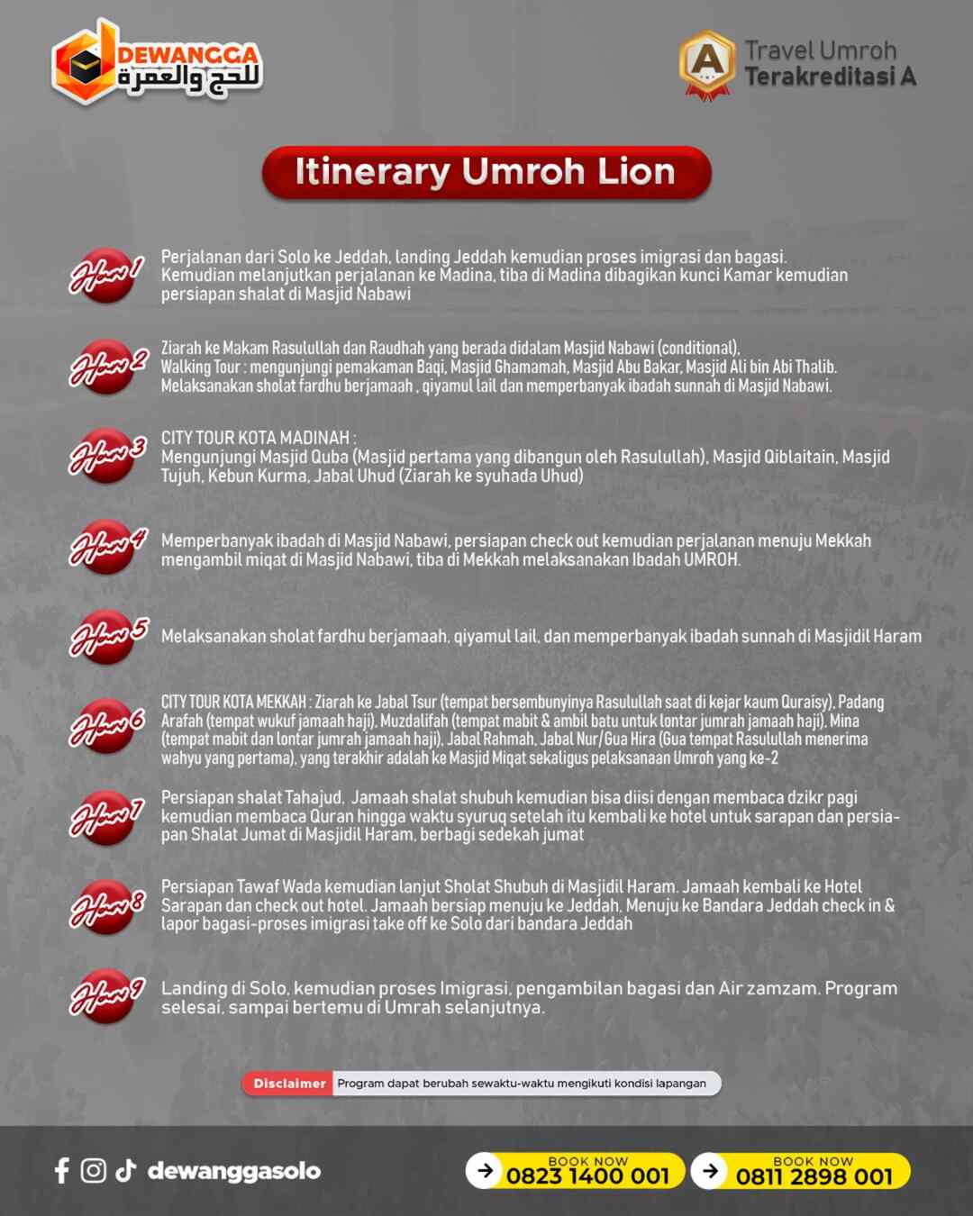 Itinerary Promo Spesial Umroh Solo Silver Juli 2026