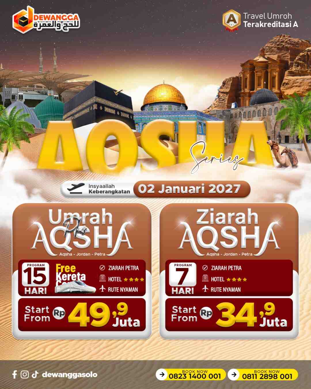 Dewangga Umroh Plus Aqsha Januari 2027 (15 Hari) – Program Eksklusif Ziarah 3 Negara
